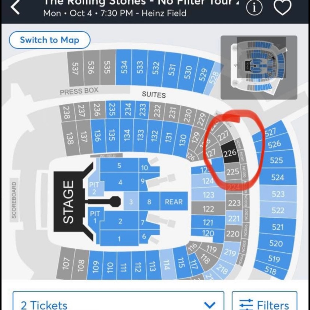 Two Rolling Stones tickets for Monday October 4th. Heinz Field Pittsburgh